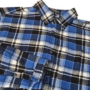 Eddie Bauer Mens Flannel Plaid Classic Fit Shirt Long Sleeve Blue Black XL